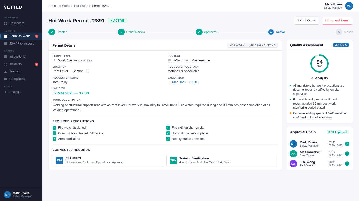 VETTED Permit-to-Work Enforcement Workflow